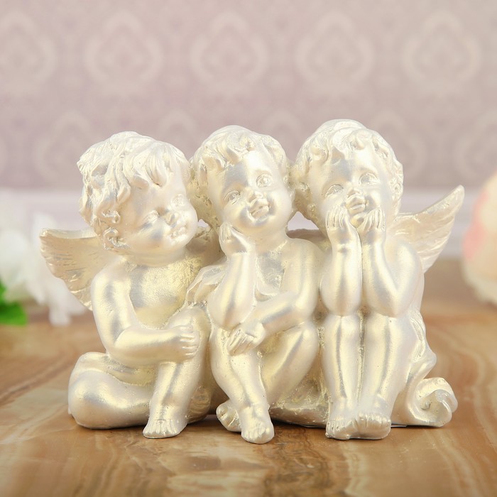 Статуэтка "Ангелы троица" перламутр 12 х 5 х 9 см 