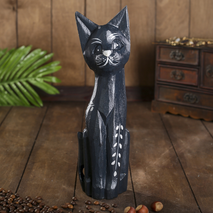 Сувенир дерево "Кошка черная с веточкой" 4,5х9х30 см 