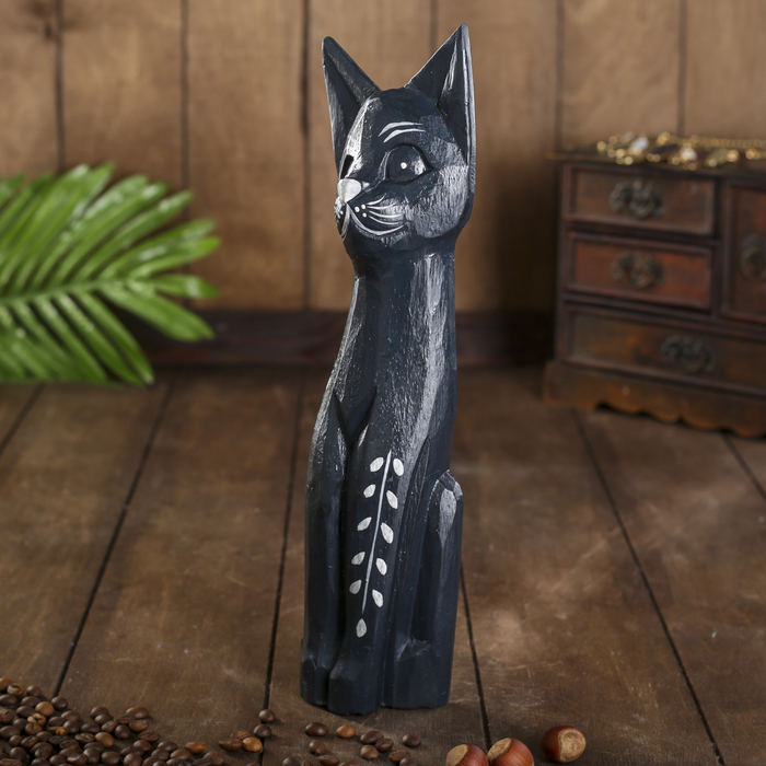 Сувенир дерево "Кошка черная с веточкой" 4,5х9х30 см 
