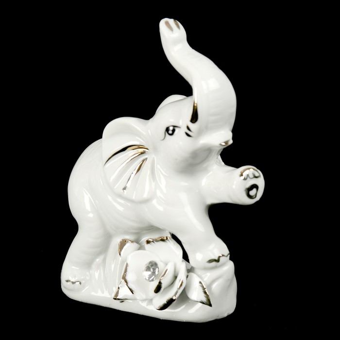 Сувенир "Белый слон с розой" 12х8,5х5 см 