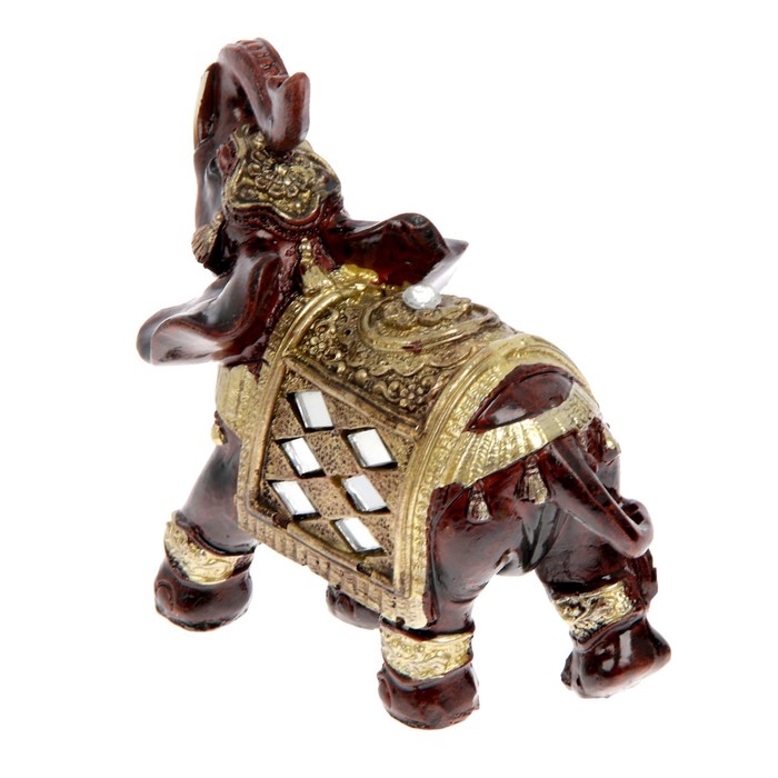 Сувенир полистоун "Индийский слон в зеркальной золотой попоне шахматка" МИКС 9х10х5 см 