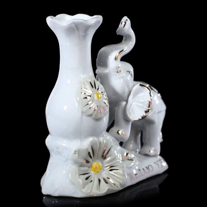 Сувенир вазон "Слон с цветами - Желаю удачи" 10,5х11х5,5 см 