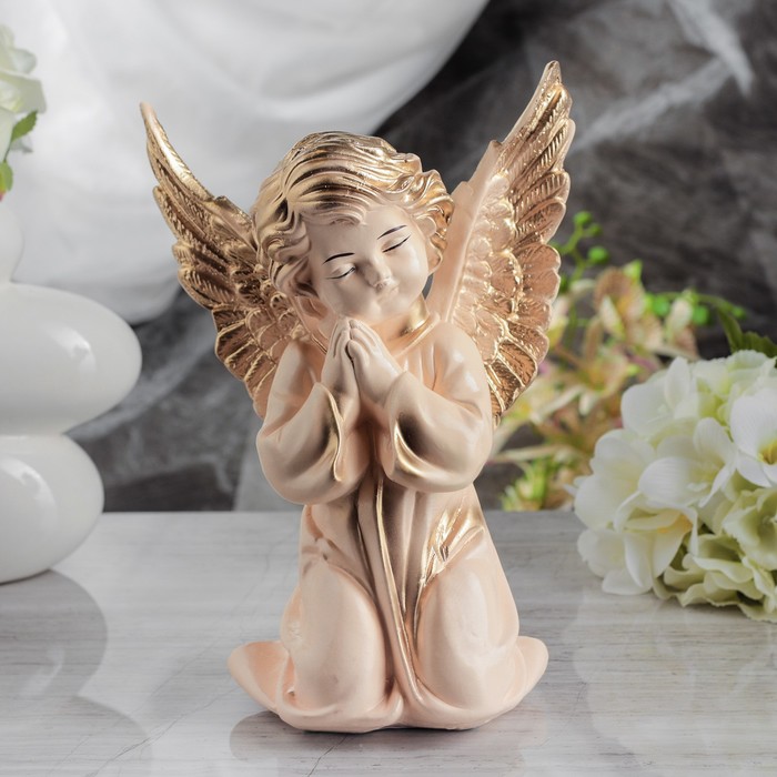 Статуэтка "Ангел с крыльями" бежевая, 28 см 