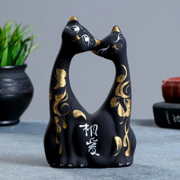 Фигура "Коты влюбленные" большие 038 черные 5 × 10 × 17 см 