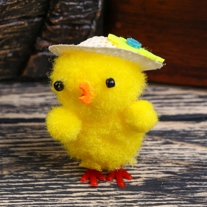 Сувенир пасхальный "Цыплёнок в соломенной шляпке" набор 6 шт 5х3х2 см 