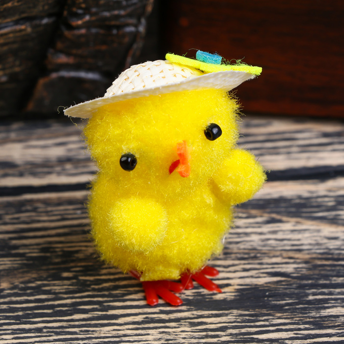 Сувенир пасхальный "Цыплёнок в соломенной шляпке" набор 6 шт 5х3х2 см 