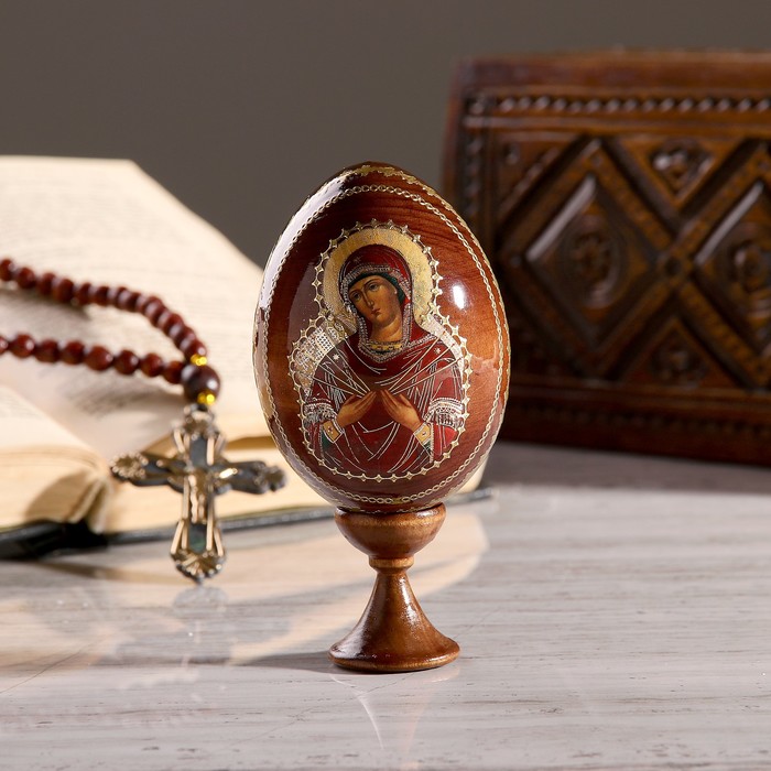 Сувенир Яйцо на подставке икона "Божья Матерь Семистрельная" 