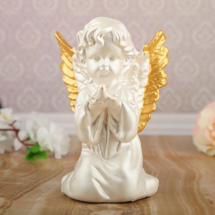 Сувенир "Ангел с голубем", подвесной, перламутровый 