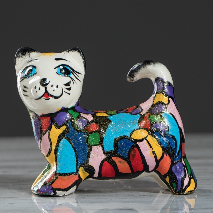 Сувенир керамика "Кошка мозаика" 10,5 см, микс 
