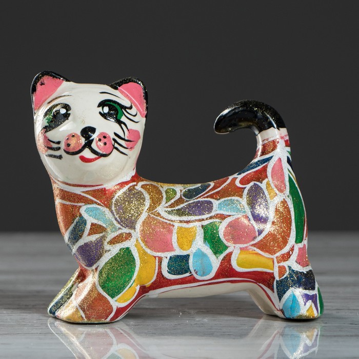 Сувенир керамика "Кошка мозаика" 10,5 см, микс 