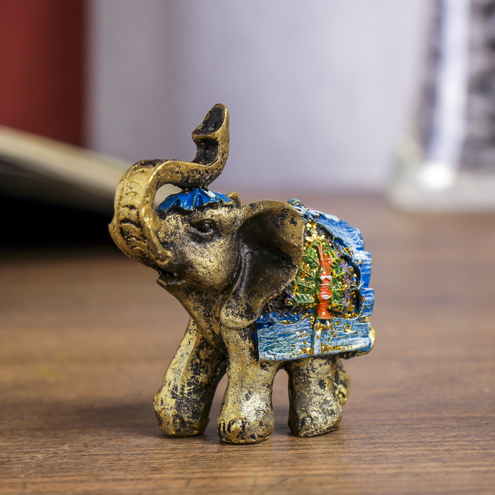 Сувенир полистоун "Слон с павлином на попоне" 4,7х5,5х2,8 см 