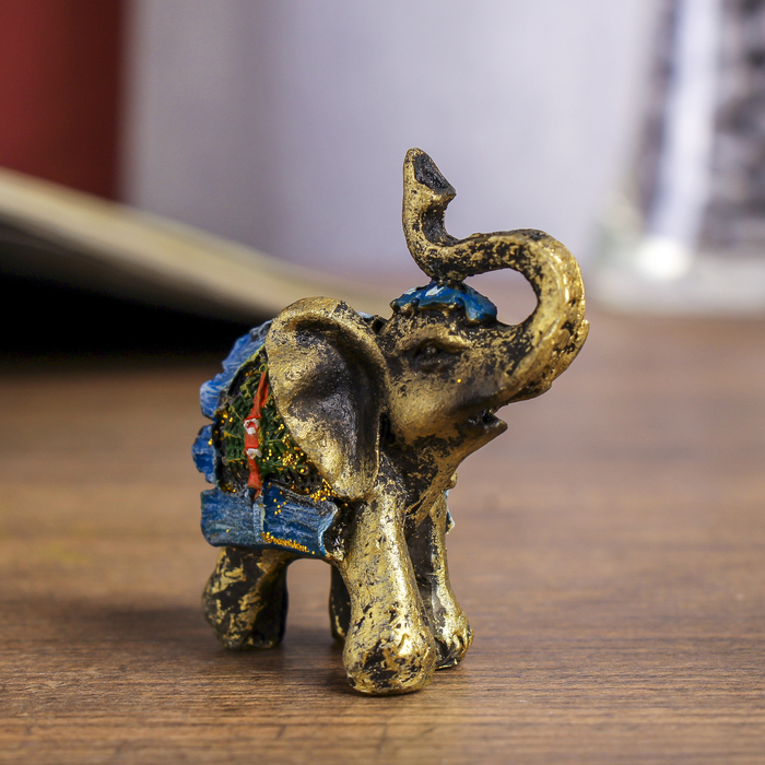 Сувенир полистоун "Слон с павлином на попоне" 4,7х5,5х2,8 см 
