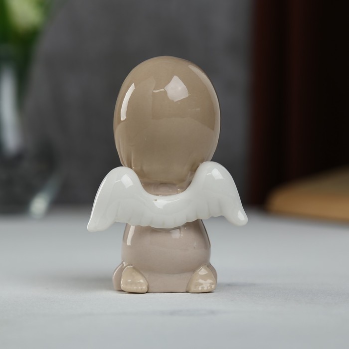 Сувенир керамика "Ангел-пухлячок в бежевом платье - молитва" 10,5х5,5х6,5 см 