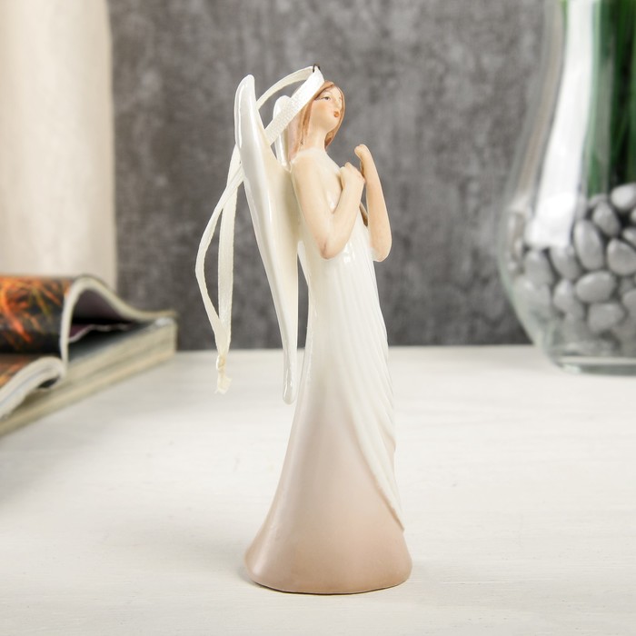 Сувенир керамика подвеска "Ангел-девушка в платье с лентами" 12,5х4,4х5,5 см 