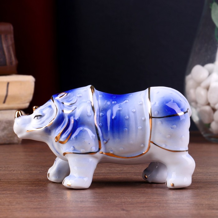 Сувенир керамика "Носорог" синий 6,5х12,5х4 см 