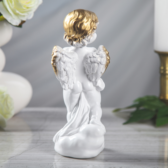 Статуэтка "Ангел с сердцем №2" бело-золотой 