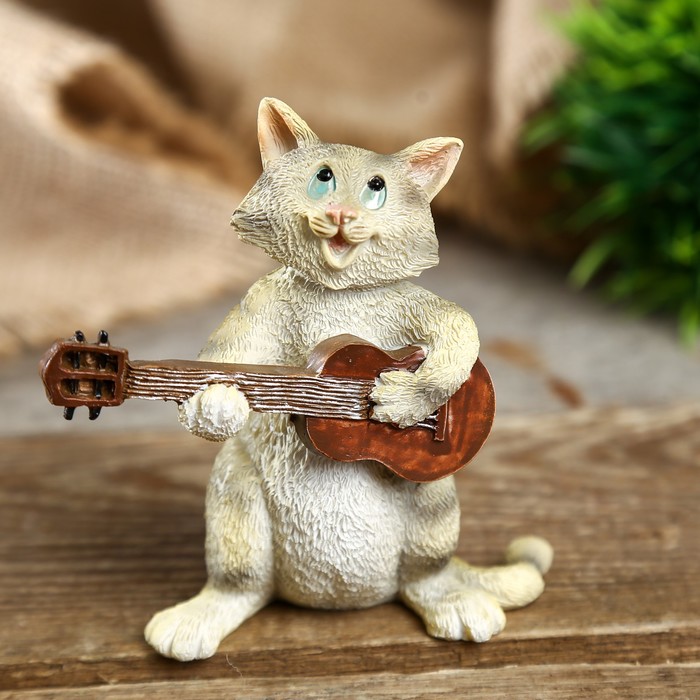 Сувенир полистоун миниатюра "Котик-гитарист" 9х4х9 см 
