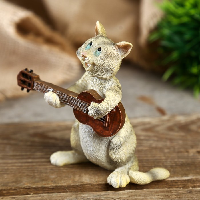 Сувенир полистоун миниатюра "Котик-гитарист" 9х4х9 см 