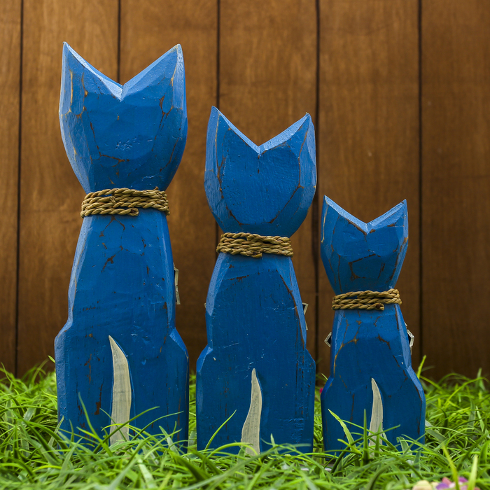 Набор сувенирный "Кошки с ошейником" (15,20,25) голубые 15х6х25 см 