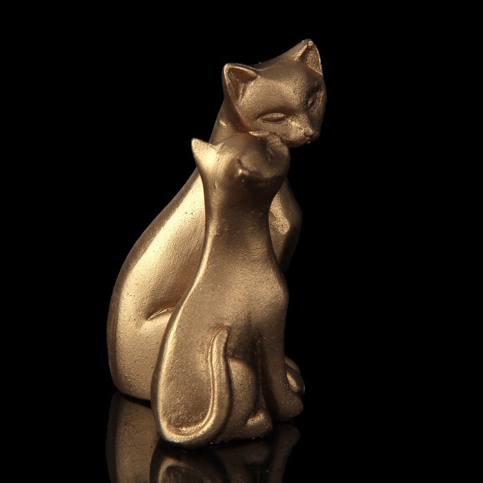 Сувенир полистоун "Кошка с котёнком" бронза 5х4х2 см 