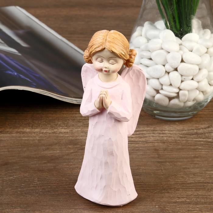 Сувенир полистоун "Ангел-девочка с двумя шишечками, в цветном платье" МИКС 14,8х5,5х5 см 