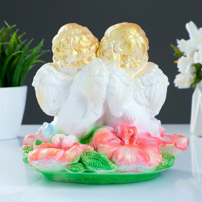 Фигура "Ангелочки сердце с орхидеями"  17х20 см 