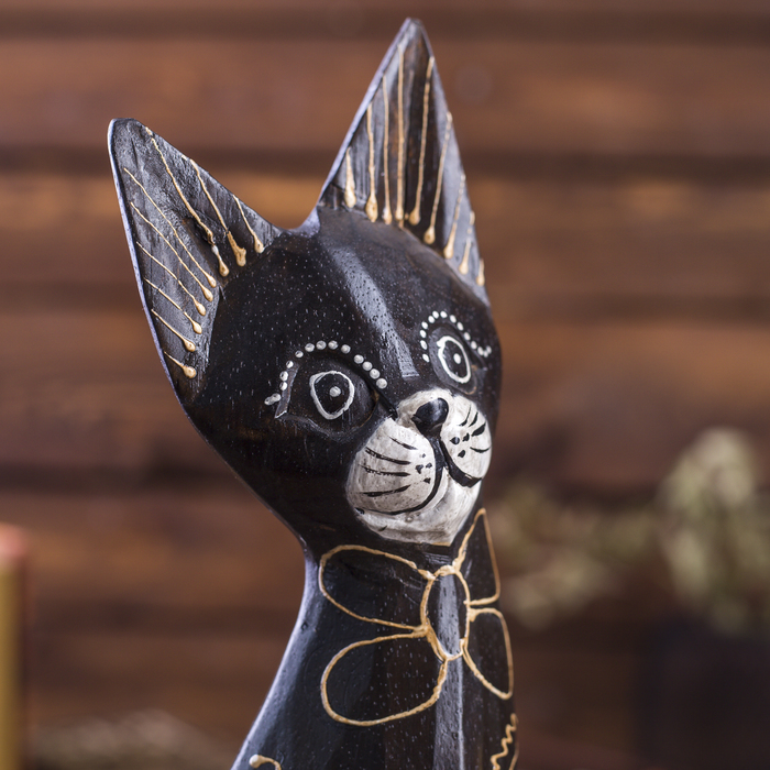 Интерьерный сувенир "Кошка тёмная с рисунком" 35см 