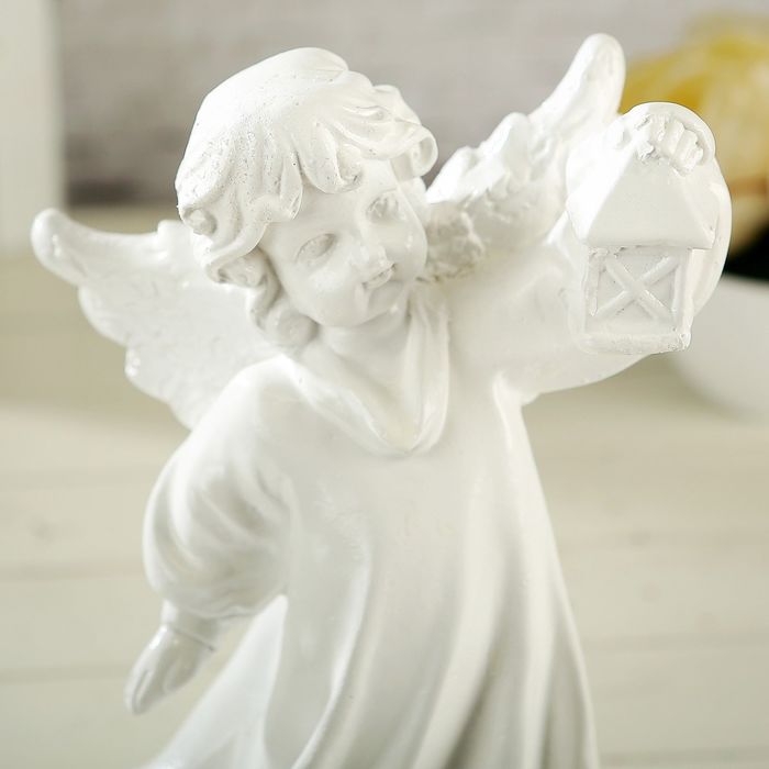 Статуэтка "Ангел с фонарем" малый белый 