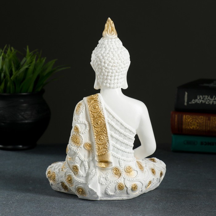 Фигура "Будда малый" 16х9х23см бело-золотая 