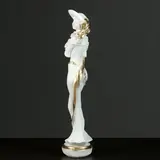 Фигура "Девушка в шляпе" малая белая/золото 10х13х38см  МИКС  - фото 2