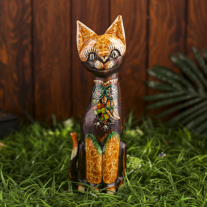 Интерьерный сувенир "Кошка с совой" 30 см 