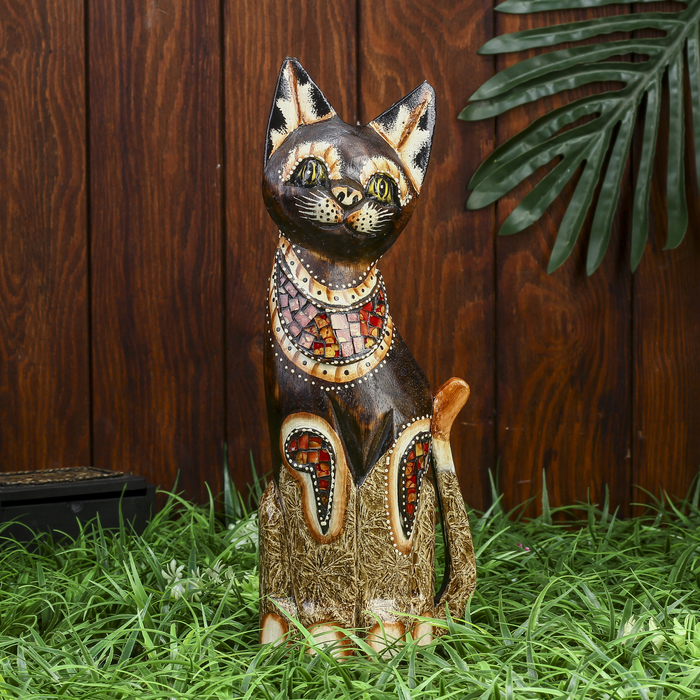 Интерьерный сувенир "Кошка с красными вставками" 30 см 