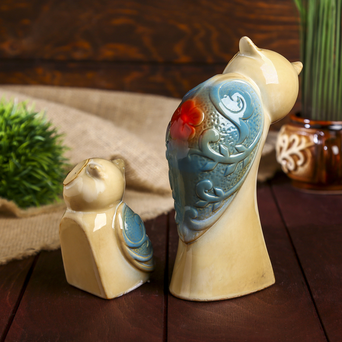 Сувенир керамика "Филин с совёнком" набор 2 шт 17х13х6 см 