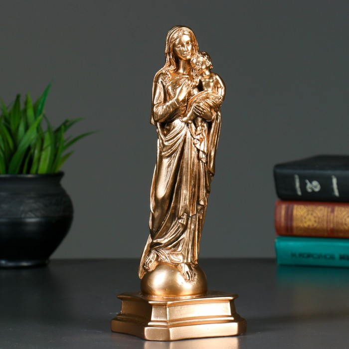 Фигура "Дева Мария с младенцем" бронза,золото 25 см 