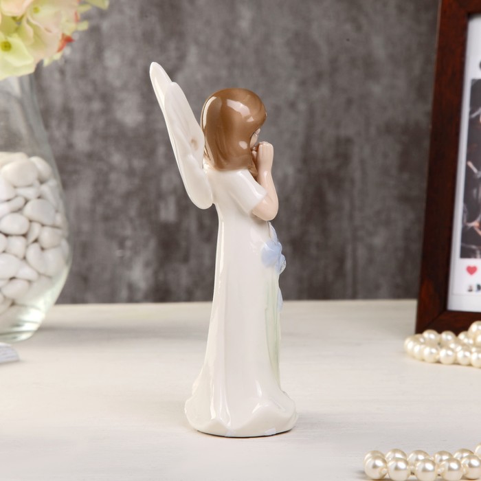 Сувенир керамика "Ангел в белом платье с ирисом" 13,3х7х4 см 