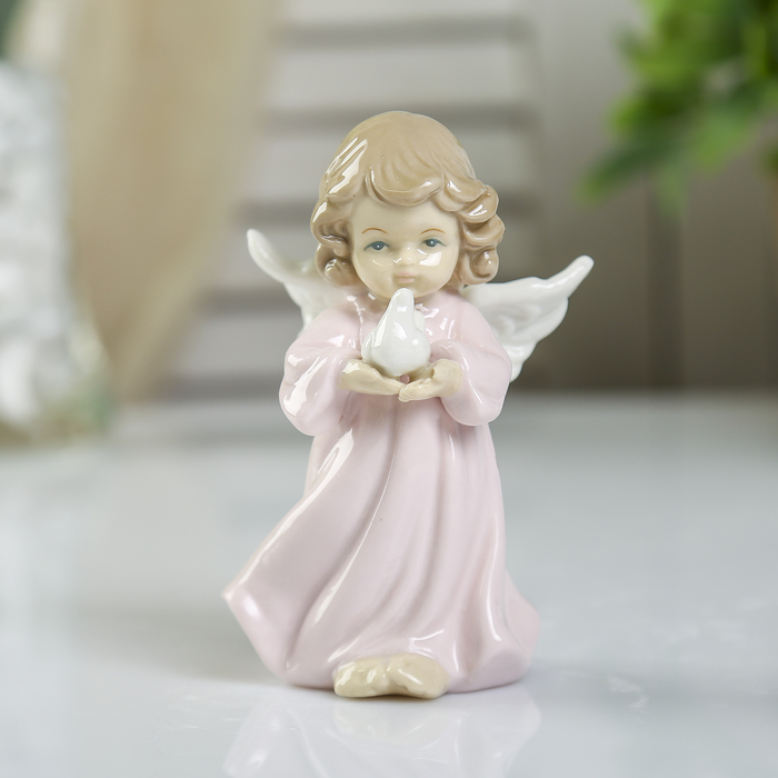 Сувенир керамика "Ангел в платье с голубем/сердцем" МИКС 11х6,3х5,6 см 