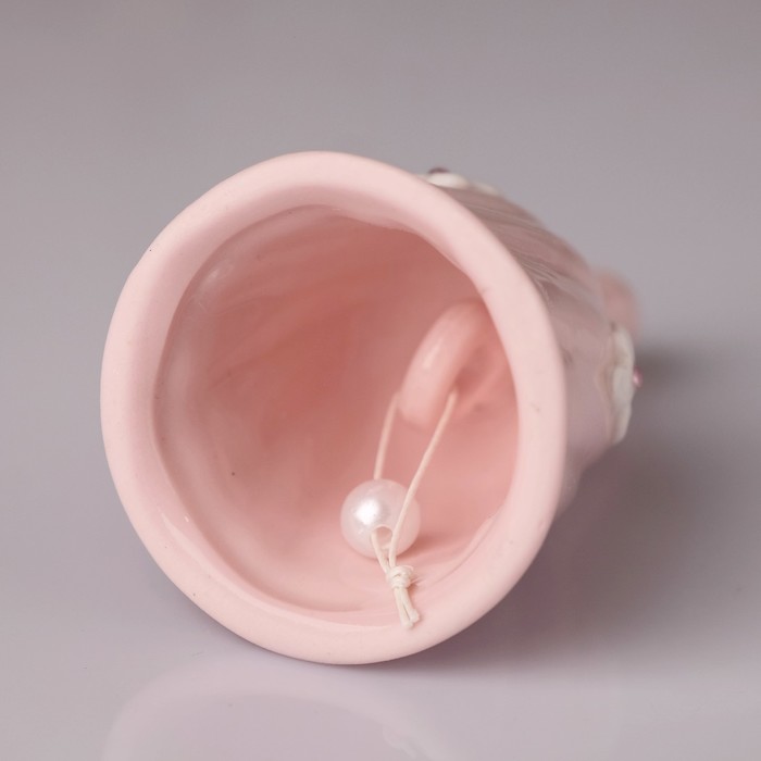 Сувенир керамика колокольчик "Розовый витой в цветочек" стразы 7,5х5х5 см 