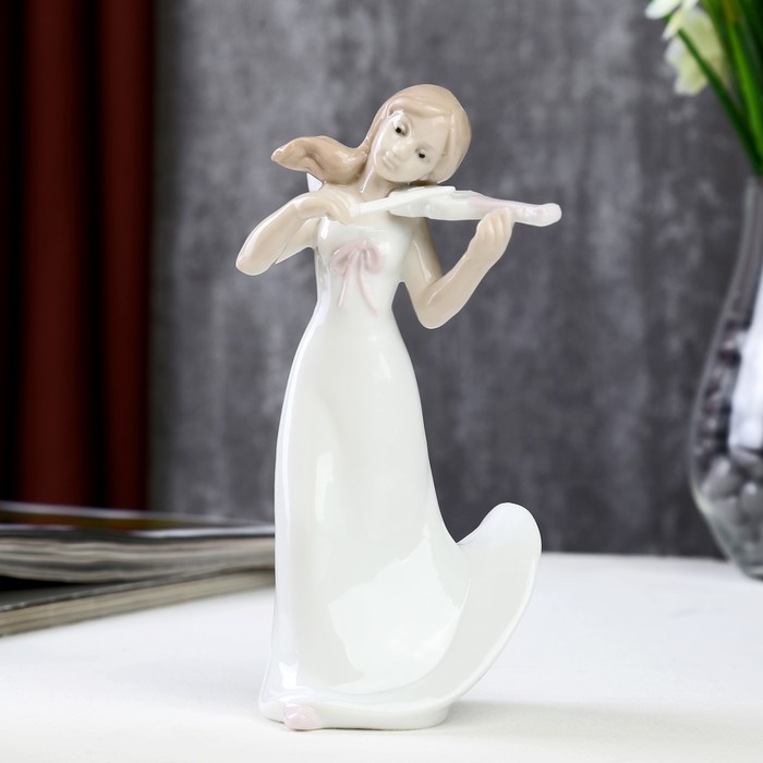 Сувенир керамика "Девушка-ангел скрипачка" 15х9х7,5 см 