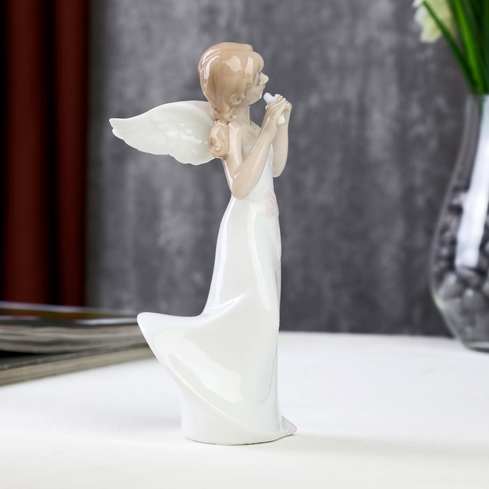 Сувенир керамика "Девушка-ангел с флейтой" 15х7,5х5,5 см 