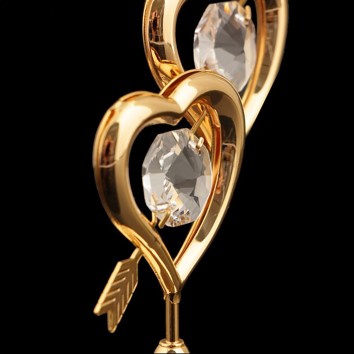 Сувенир «Сердца», 7×6×3 см, с кристаллами Сваровски 