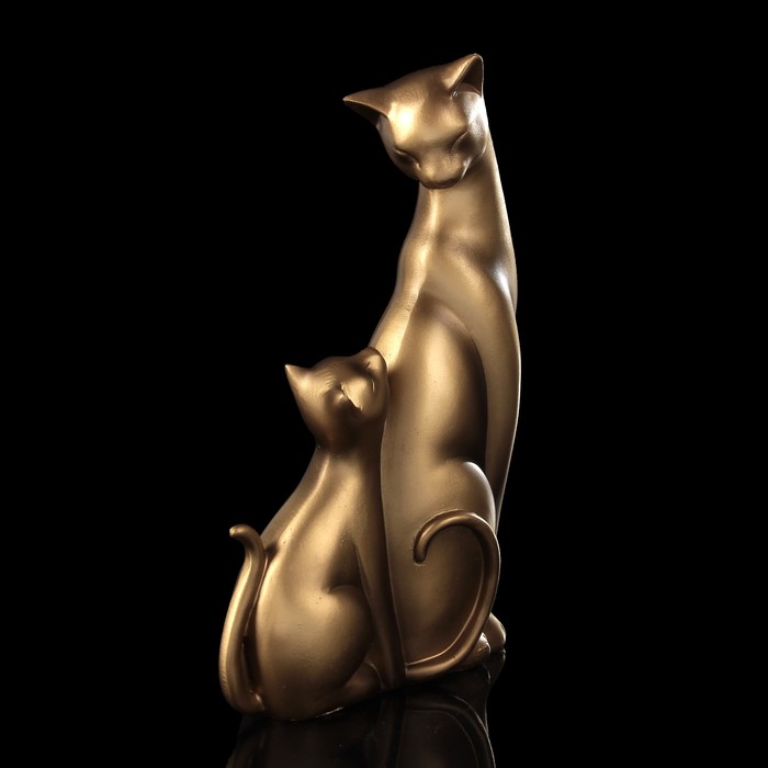 Сувенир полистоун "Кошка с котёночком" бронза 21,5х12х5 см 
