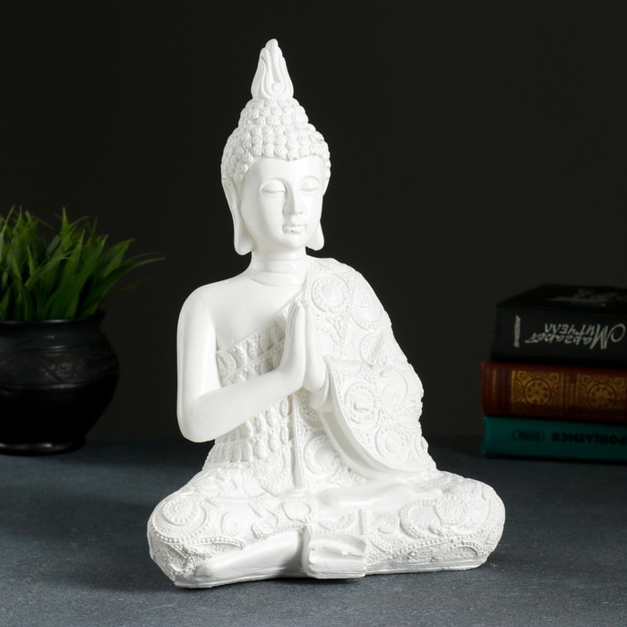 Фигура "Будда средний" белый, 12х20х29 см 
