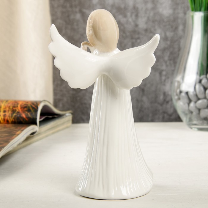 Сувенир керамика "Ангел-девочка в длинном платье, с лирой" 14,7х6,3х8,7 см 
