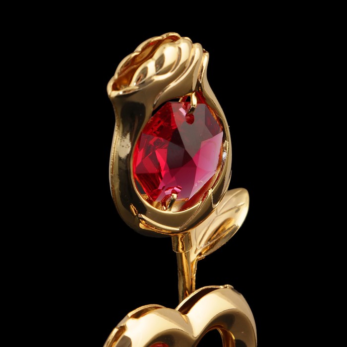 Сувенир «Роза с сердцем», 3×3×8 см, с кристаллами Сваровски 