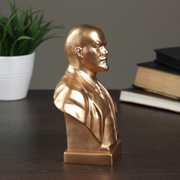 Бюст Ленин большой бронза,золото, 8х14х18 см 