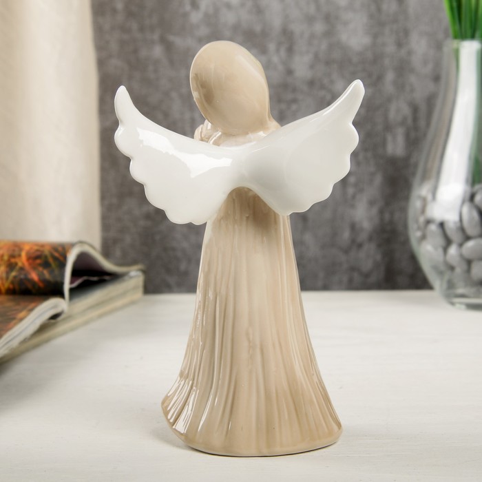 Сувенир керамика "Ангел-девочка в длинном платье, со скрипкой" 14,7х6,3х8,7 см 