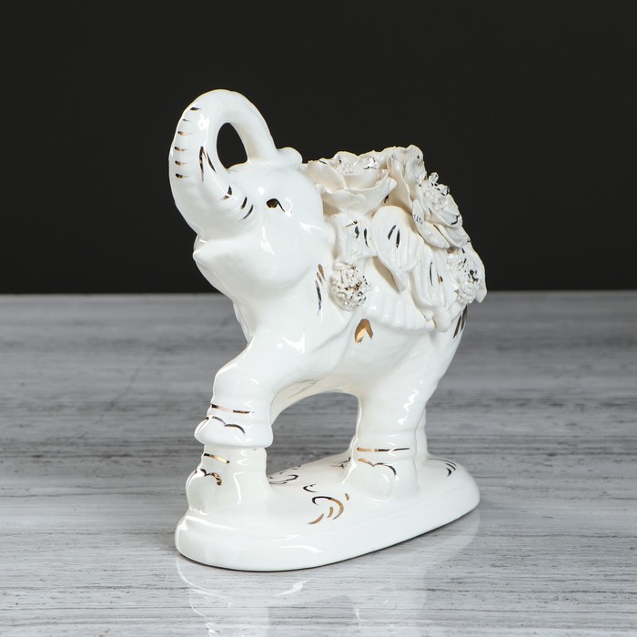 Сувенир -статуэтка "Слон Индийский" белая лепка, микс 