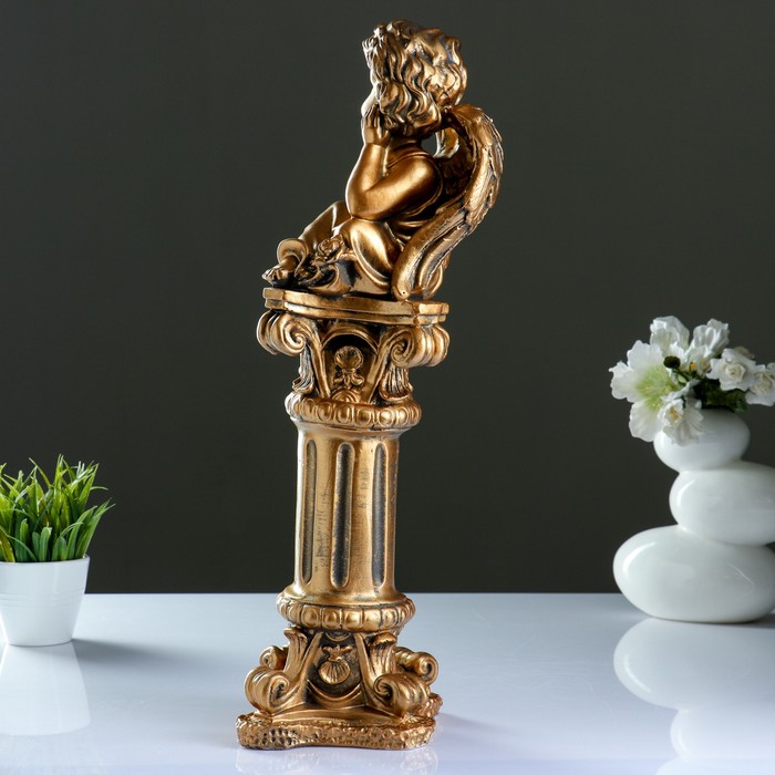 Фигура «Ангел сидя на колонне» бронза 14х14х53см 