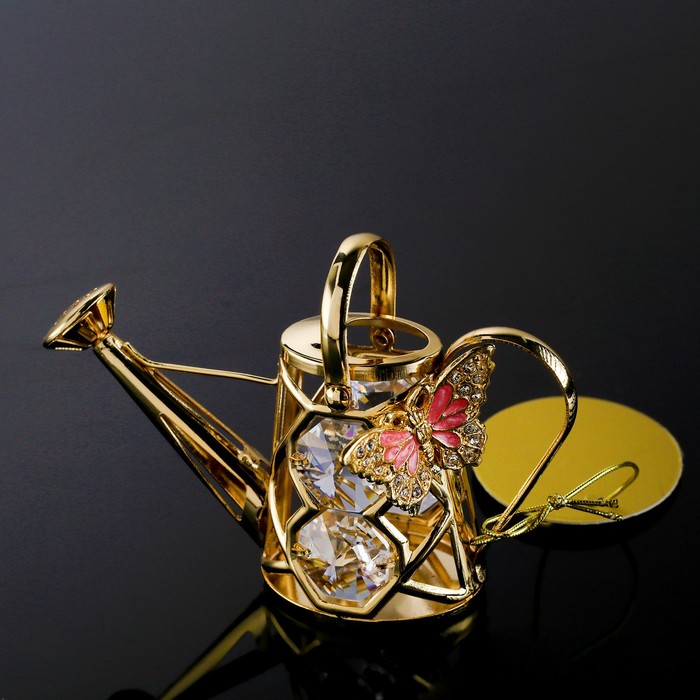 Сувенир «Лейка с бабочкой», 8×3×5 см, с кристаллами Сваровски 