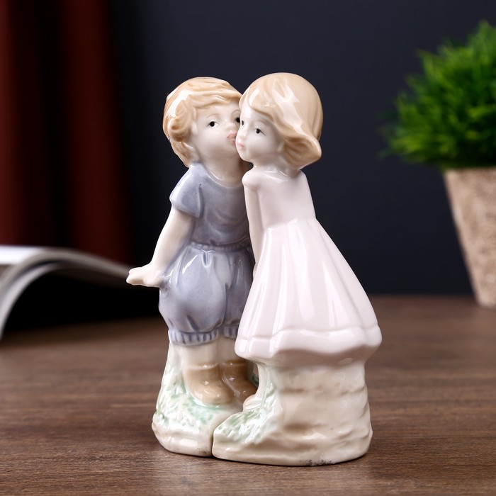 Сувенир керамика "Малыши целуются" набор 2 шт 10,7х7,3х4,2 см 